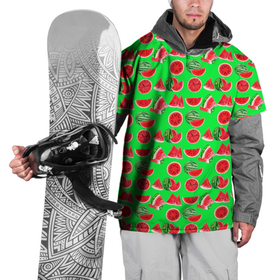 Накидка на куртку 3D с принтом DELICIOUS WATERMELON в Екатеринбурге, 100% полиэстер |  | арбуз | еда | зеленый | красный | лето | розовый | фрукты