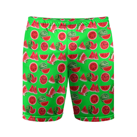 Мужские шорты спортивные с принтом DELICIOUS WATERMELON в Санкт-Петербурге,  |  | арбуз | еда | зеленый | красный | лето | розовый | фрукты
