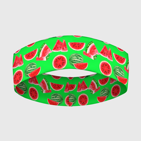 Повязка на голову 3D с принтом DELICIOUS WATERMELON в Курске,  |  | арбуз | еда | зеленый | красный | лето | розовый | фрукты