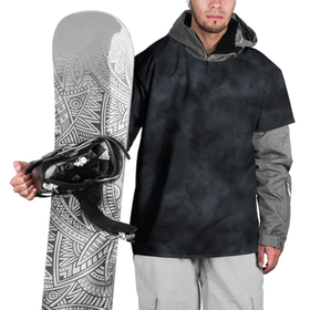 Накидка на куртку 3D с принтом Акварельные разводы черный в Санкт-Петербурге, 100% полиэстер |  | абстракция | акварель | тай дай | темно серый | темный принт | черный