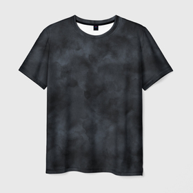 Мужская футболка 3D с принтом Акварельные разводы черный в Белгороде, 100% полиэфир | прямой крой, круглый вырез горловины, длина до линии бедер | абстракция | акварель | тай дай | темно серый | темный принт | черный