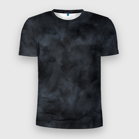 Мужская футболка 3D Slim с принтом Акварельные разводы черный в Новосибирске, 100% полиэстер с улучшенными характеристиками | приталенный силуэт, круглая горловина, широкие плечи, сужается к линии бедра | абстракция | акварель | тай дай | темно серый | темный принт | черный