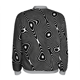 Мужской бомбер 3D с принтом Чёрно белая стилизованная поверхность воды   Wave pattern в Екатеринбурге, 100% полиэстер | застегивается на молнию, по бокам два кармана без застежек, по низу бомбера и на воротнике - эластичная резинка | abstraction | fashion | pattern | raster | water | waves | абстракция | вода | волны | мода | паттерн | растр