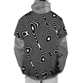 Накидка на куртку 3D с принтом Чёрно белая стилизованная поверхность воды   Wave pattern в Екатеринбурге, 100% полиэстер |  | Тематика изображения на принте: abstraction | fashion | pattern | raster | water | waves | абстракция | вода | волны | мода | паттерн | растр