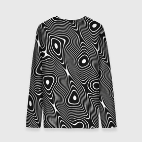 Мужской лонгслив 3D с принтом Чёрно белая стилизованная поверхность воды   Wave pattern в Новосибирске, 100% полиэстер | длинные рукава, круглый вырез горловины, полуприлегающий силуэт | abstraction | fashion | pattern | raster | water | waves | абстракция | вода | волны | мода | паттерн | растр