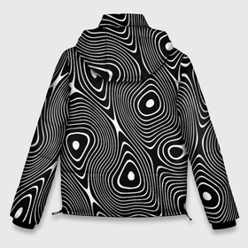 Мужская зимняя куртка 3D с принтом Чёрно белая стилизованная поверхность воды   Wave pattern в Екатеринбурге, верх — 100% полиэстер; подкладка — 100% полиэстер; утеплитель — 100% полиэстер | длина ниже бедра, свободный силуэт Оверсайз. Есть воротник-стойка, отстегивающийся капюшон и ветрозащитная планка. 

Боковые карманы с листочкой на кнопках и внутренний карман на молнии. | abstraction | fashion | pattern | raster | water | waves | абстракция | вода | волны | мода | паттерн | растр