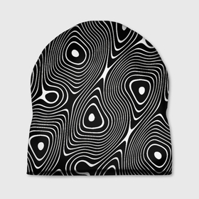 Шапка 3D с принтом Чёрно белая стилизованная поверхность воды   Wave pattern в Санкт-Петербурге, 100% полиэстер | универсальный размер, печать по всей поверхности изделия | Тематика изображения на принте: abstraction | fashion | pattern | raster | water | waves | абстракция | вода | волны | мода | паттерн | растр