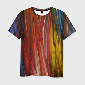 Мужская футболка 3D с принтом Разноцветная палитра красок в Санкт-Петербурге, 100% полиэфир | прямой крой, круглый вырез горловины, длина до линии бедер | абстрактное | абстракция | дети | искусство | картина | кисть | краски | мазок | палитра | радость | радуга | ребенок | рисунок | холст | художник | цвет