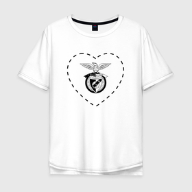 Мужская футболка хлопок Oversize с принтом Лого Benfica в сердечке в Белгороде, 100% хлопок | свободный крой, круглый ворот, “спинка” длиннее передней части | Тематика изображения на принте: benfica | club | football | logo | love | бенфика | клуб | лого | мяч | сердечко | символ | спорт | футбол | футболист | футболисты | футбольный