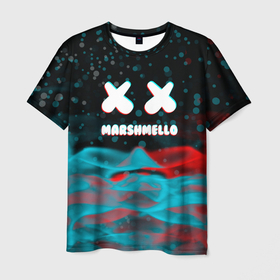 Мужская футболка 3D с принтом marshmello logo крапинки в Белгороде, 100% полиэфир | прямой крой, круглый вырез горловины, длина до линии бедер | face | logo | marsh | marshmallow | marshmello | marshmelo | mello | smile | лицо | лого | маршмеллов | маршмеллоу | маршмеллу | маршмело | маршмелов | маршмелоу | маска | музыка | рожица | символ | смайл | улыбка