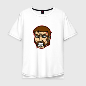 Мужская футболка хлопок Oversize с принтом Джек горячая линия Маями арт в Белгороде, 100% хлопок | свободный крой, круглый ворот, “спинка” длиннее передней части | арт | горячая | джек | линия | персонаж | принт