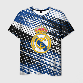 Мужская футболка 3D с принтом real madrid   Реал Мадрид   краски в Белгороде, 100% полиэфир | прямой крой, круглый вырез горловины, длина до линии бедер | club | football | logo | madrid | paint | real | real madrid | брызги | клуб | краска | лого | мадрид | мяч | реал | символ | спорт | футбол | футболист | футболисты | футбольный