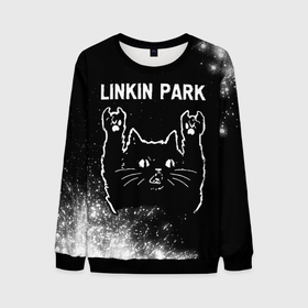 Мужской свитшот 3D с принтом Группа Linkin Park и Рок Кот , 100% полиэстер с мягким внутренним слоем | круглый вырез горловины, мягкая резинка на манжетах и поясе, свободная посадка по фигуре | band | linkin | linkin park | metal | park | rock | группа | кот | краска | краски | линкин | парк | рок | рок кот