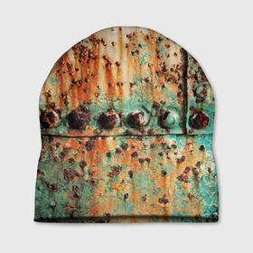 Шапка 3D с принтом Искусство коррозии металла   Rust в Кировске, 100% полиэстер | универсальный размер, печать по всей поверхности изделия | corrosion | fashion | metal | rivet | rust | texture | заклёпка | коррозия | металл | мода | ржавчина | текстура