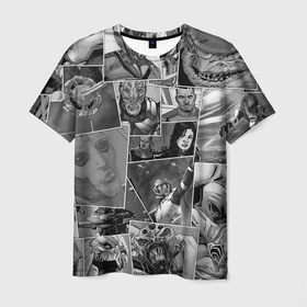 Мужская футболка 3D с принтом Mass effect comix в Курске, 100% полиэфир | прямой крой, круглый вырез горловины, длина до линии бедер | game | games | альянс | гаррус | грюнт | джейкоб | игра | игры | миранда | шепард | эффект массы