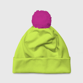 Шапка 3D c помпоном с принтом Зеленый неон из фильма Барби в Екатеринбурге, 100% полиэстер | универсальный размер, печать по всей поверхности изделия | зеленый неоновый | неон зеленый | неоновый цвет | фильм барби | яркий зеленый
