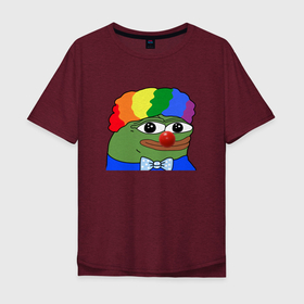 Мужская футболка хлопок Oversize с принтом Клоун Пепе в Кировске, 100% хлопок | свободный крой, круглый ворот, “спинка” длиннее передней части | clown | frog | pepe | клоун | лягушка | лягушонок | пепа | пепе