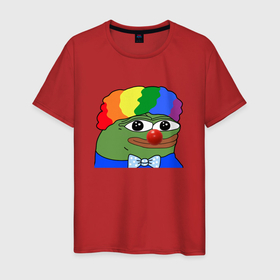 Мужская футболка хлопок с принтом Клоун Пепе в Белгороде, 100% хлопок | прямой крой, круглый вырез горловины, длина до линии бедер, слегка спущенное плечо. | clown | frog | pepe | клоун | лягушка | лягушонок | пепа | пепе