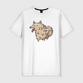 Мужская футболка хлопок Slim с принтом Собачка с высунутым языком в Белгороде, 92% хлопок, 8% лайкра | приталенный силуэт, круглый вырез ворота, длина до линии бедра, короткий рукав | dog | пес | песи | собака | собачка | щенок