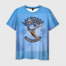 Мужская футболка 3D с принтом lacrosse  Лякросс в Екатеринбурге, 100% полиэфир | прямой крой, круглый вырез горловины, длина до линии бедер | lacrosse | lacrosse лякросс | американская игра | лякросс | спорт