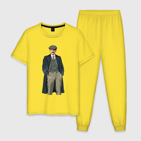Мужская пижама хлопок с принтом Артур Шелби арт  сериал в Кировске, 100% хлопок | брюки и футболка прямого кроя, без карманов, на брюках мягкая резинка на поясе и по низу штанин
 | 