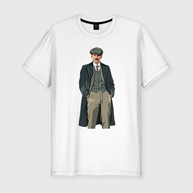 Мужская футболка хлопок Slim с принтом Артур Шелби арт  сериал в Санкт-Петербурге, 92% хлопок, 8% лайкра | приталенный силуэт, круглый вырез ворота, длина до линии бедра, короткий рукав | 