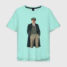 Мужская футболка хлопок Oversize с принтом Артур Шелби арт  сериал в Санкт-Петербурге, 100% хлопок | свободный крой, круглый ворот, “спинка” длиннее передней части | 