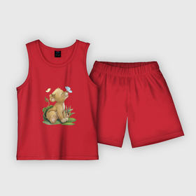 Детская пижама с шортами хлопок с принтом Львенок с бабочкой в Петрозаводске,  |  | Тематика изображения на принте: unique | бабочка | для мальчиков | лев | львенок