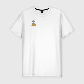 Мужская футболка хлопок Slim с принтом Два весёлых гуся СЕРЫЙ mini в Новосибирске, 92% хлопок, 8% лайкра | приталенный силуэт, круглый вырез ворота, длина до линии бедра, короткий рукав | Тематика изображения на принте: 