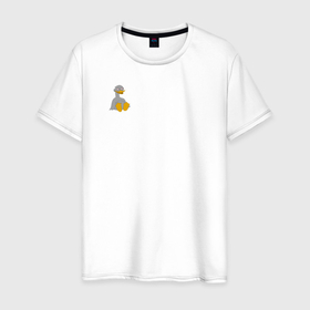 Мужская футболка хлопок с принтом Два весёлых гуся СЕРЫЙ mini в Новосибирске, 100% хлопок | прямой крой, круглый вырез горловины, длина до линии бедер, слегка спущенное плечо. | 