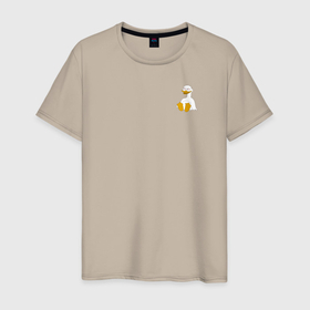 Мужская футболка хлопок с принтом Два весёлых гуся БЕЛЫЙ mini в Тюмени, 100% хлопок | прямой крой, круглый вырез горловины, длина до линии бедер, слегка спущенное плечо. | Тематика изображения на принте: 