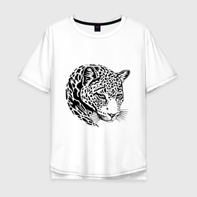 Мужская футболка хлопок Oversize с принтом POSING JAGUAR в Екатеринбурге, 100% хлопок | свободный крой, круглый ворот, “спинка” длиннее передней части | animal | charming | jaguar | jungle | predator | wild | джунгли | дикий | животное | очаровательный | хищник | ягуар