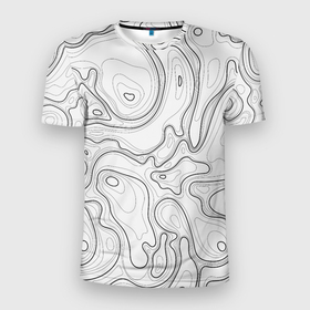 Мужская футболка 3D Slim с принтом Топографическая Карта Гор , 100% полиэстер с улучшенными характеристиками | приталенный силуэт, круглая горловина, широкие плечи, сужается к линии бедра | map | topography | география | горы | земля | карта | суша | топография