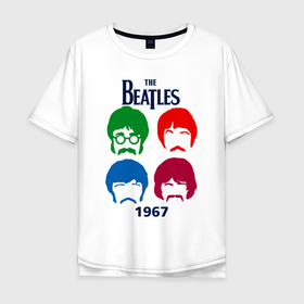 Мужская футболка хлопок Oversize с принтом The Beatles образы группы в Петрозаводске, 100% хлопок | свободный крой, круглый ворот, “спинка” длиннее передней части | Тематика изображения на принте: 