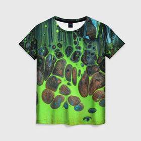 Женская футболка 3D с принтом Неоновый песок и камни   Зелёный в Екатеринбурге, 100% полиэфир ( синтетическое хлопкоподобное полотно) | прямой крой, круглый вырез горловины, длина до линии бедер | Тематика изображения на принте: abstraction | art | artwork | beach | colorful | colors | dirt | graphics | neon | ocean | patterns | river | rocks | sand | sea | stones | surrealism | water | абстракция | арт | вода | г | графика | искусство | камни | море | неон | океан | песок | пляж