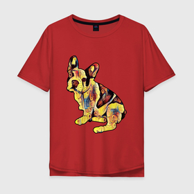 Мужская футболка хлопок Oversize с принтом Оригинальный французский бульдог в Тюмени, 100% хлопок | свободный крой, круглый ворот, “спинка” длиннее передней части | бульдог | друг | животное | животные | звери | зверь | любимец | питомец | порода | породистый | собака | щенок