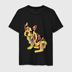 Мужская футболка хлопок с принтом Оригинальный французский бульдог в Тюмени, 100% хлопок | прямой крой, круглый вырез горловины, длина до линии бедер, слегка спущенное плечо. | бульдог | друг | животное | животные | звери | зверь | любимец | питомец | порода | породистый | собака | щенок