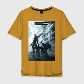 Мужская футболка хлопок Oversize с принтом Raiden White Devil в Курске, 100% хлопок | свободный крой, круглый ворот, “спинка” длиннее передней части | 