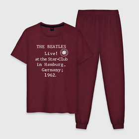 Мужская пижама хлопок с принтом The Beatles Live at the Star Club in Hamburg, Germany 1962 , 100% хлопок | брюки и футболка прямого кроя, без карманов, на брюках мягкая резинка на поясе и по низу штанин
 | 