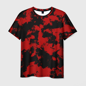 Мужская футболка 3D с принтом Черно красная абстракция в Новосибирске, 100% полиэфир | прямой крой, круглый вырез горловины, длина до линии бедер | асбтракция | красный | паттерн | пятна | пятнистый | черный | яркий принт