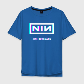 Мужская футболка хлопок Oversize с принтом Nine Inch Nails Glitch Rock в Санкт-Петербурге, 100% хлопок | свободный крой, круглый ворот, “спинка” длиннее передней части | Тематика изображения на принте: 