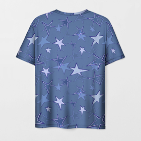 Мужская футболка 3D с принтом Gray Blue Star Pattern , 100% полиэфир | прямой крой, круглый вырез горловины, длина до линии бедер | gray blue | pattern | star | звездный узор | звезды | серый | синий