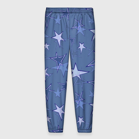 Мужские брюки 3D с принтом Gray Blue Star Pattern , 100% полиэстер | манжеты по низу, эластичный пояс регулируется шнурком, по бокам два кармана без застежек, внутренняя часть кармана из мелкой сетки | Тематика изображения на принте: gray blue | pattern | star | звездный узор | звезды | серый | синий