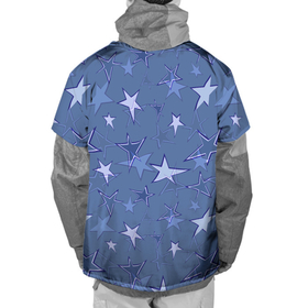 Накидка на куртку 3D с принтом Gray Blue Star Pattern в Тюмени, 100% полиэстер |  | gray blue | pattern | star | звездный узор | звезды | серый | синий
