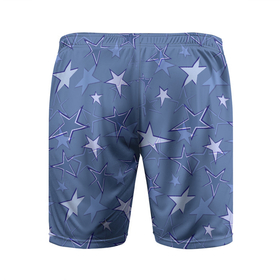 Мужские шорты спортивные с принтом Gray Blue Star Pattern ,  |  | gray blue | pattern | star | звездный узор | звезды | серый | синий