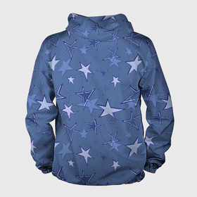 Мужская ветровка 3D с принтом Gray Blue Star Pattern , 100% полиэстер | подол и капюшон оформлены резинкой с фиксаторами, два кармана без застежек по бокам, один потайной карман на груди | gray blue | pattern | star | звездный узор | звезды | серый | синий