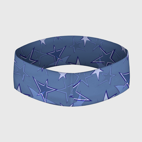 Повязка на голову 3D с принтом Gray Blue Star Pattern в Екатеринбурге,  |  | gray blue | pattern | star | звездный узор | звезды | серый | синий