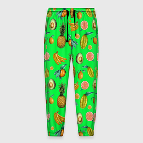 Мужские брюки 3D с принтом FAVORITE EXOTIC FRUITS в Белгороде, 100% полиэстер | манжеты по низу, эластичный пояс регулируется шнурком, по бокам два кармана без застежек, внутренняя часть кармана из мелкой сетки | bananas | exotic | food | green | kiwi | leaf | lemon | natural | orange | pineapple | plant | sweet | tropical | yellow | ананас | апельсин | бананы | еда | желтый | зеленый | киви | лимон | лист | натуральный | оранжевый | растение | сладкий | тропическ