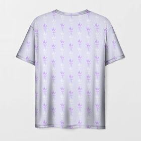 Мужская футболка 3D с принтом Нежная лаванда паттерн в Екатеринбурге, 100% полиэфир | прямой крой, круглый вырез горловины, длина до линии бедер | lavender | ботаника | лаванда | лиловый | нежный принт | паттерн | природа | растения | садовые растения | фиолетовый