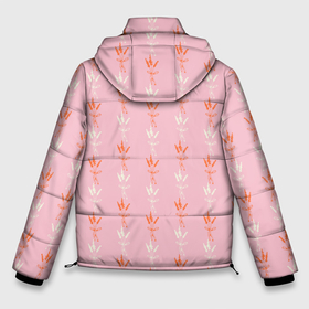 Мужская зимняя куртка 3D с принтом Веточки лаванды розовый паттерн в Екатеринбурге, верх — 100% полиэстер; подкладка — 100% полиэстер; утеплитель — 100% полиэстер | длина ниже бедра, свободный силуэт Оверсайз. Есть воротник-стойка, отстегивающийся капюшон и ветрозащитная планка. 

Боковые карманы с листочкой на кнопках и внутренний карман на молнии. | Тематика изображения на принте: ботаника | коралловый | лаванда | паттерн | природа | растения | розовый | садовые растения | сухоцвет